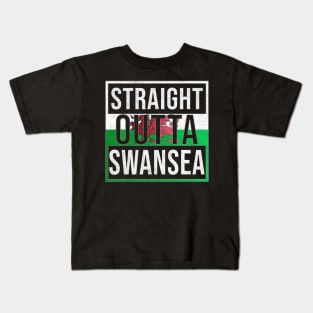 Straight Outta Swansea - Gift for Welshmen, Welshwomen From Swansea in Wales Welsh Kids T-Shirt